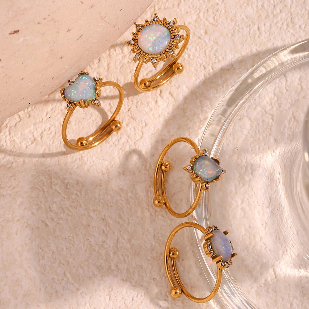 Skanto | Justerbare Diamant Aksepterte Opal Iridescente Ringer