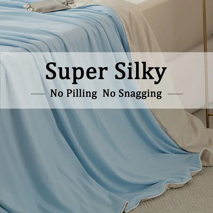 Air Condition Sommer Komforter — Ren Farge Is Silke Kjøleteppe, Lett & Glatt Twin/King Størrelse Quilt | Skanto