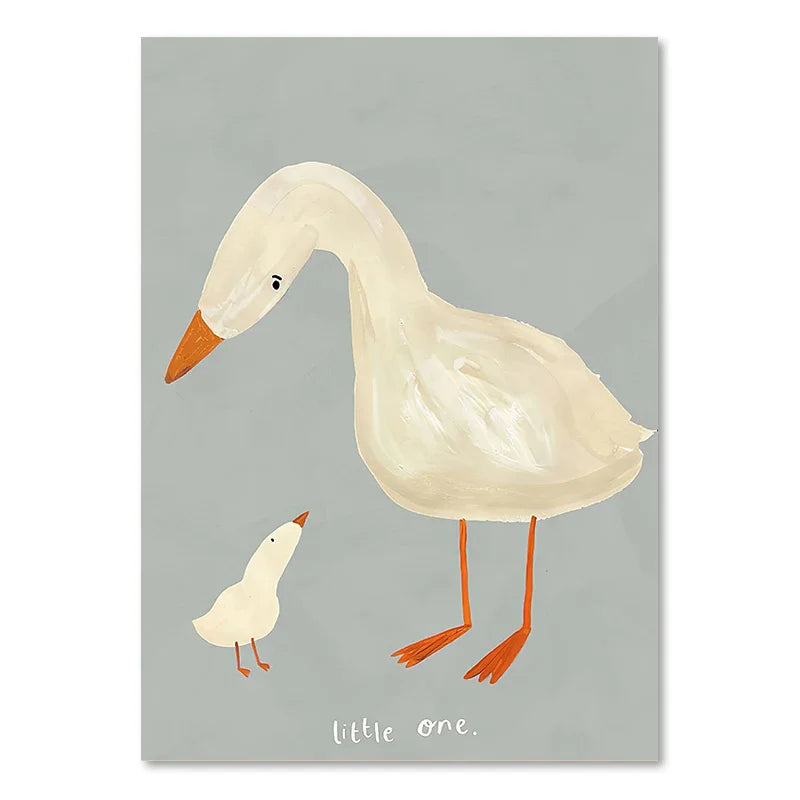 Søte Baby Dyr Barnerom Veggkunst Illustrasjoner Fine Art Lerretsutskrifter Gås Mus Løve Isbjørn Plakatbilder For Babys Rom Veggdekor | Skanto