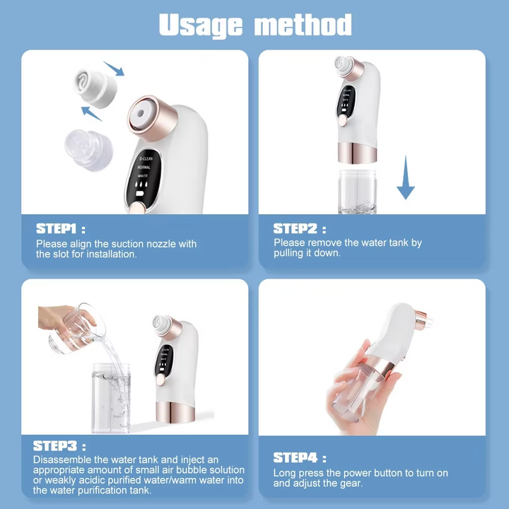 Skanto | Elektrisk Boble Blackhead Fjerner med USB Oppladbar Suging og Vannsyklus Teknologi