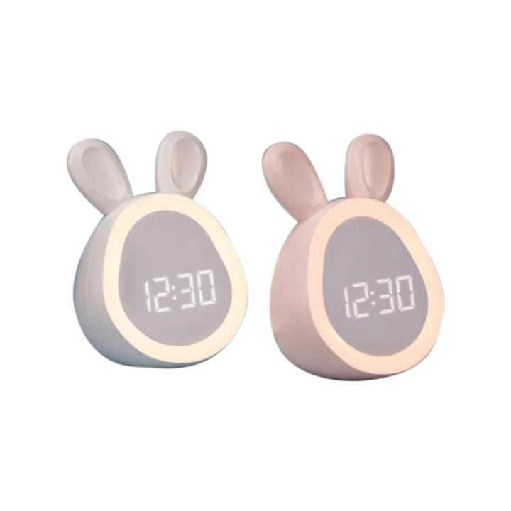 Kanin-formet barneklokke med LED-nattlys - BunniGlow | Skanto