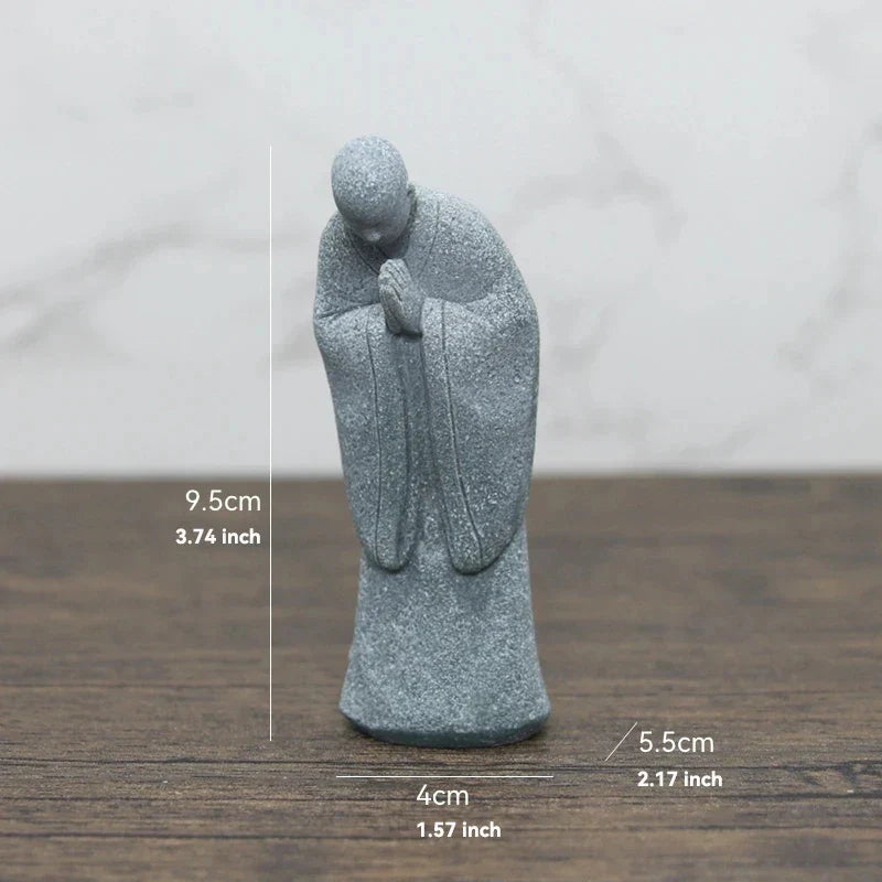Skanto | Buddha Stein Statue Liten Buddhiste Munker Tibetansk Buddhisme Figurer Zen Hage Ornament Meditasjon Hjem Akvarium Dekorasjon