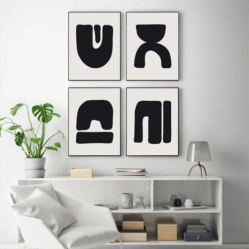 Minimalist Abstrakt Primitive Symboler Veggkunst Fine Art Lerretsutskrifter Svart Hvit Bilder For Moderne Leilighet Stue Hjem Dekor | Skanto