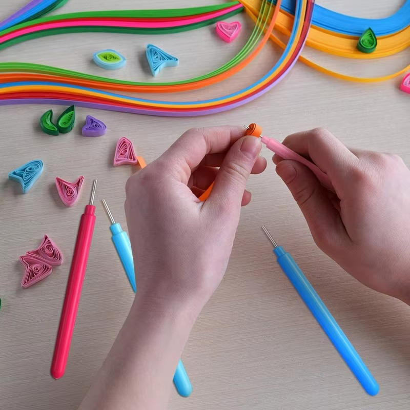 Skanto | Quilling Paper Tool Set with Spalter Pen, Tweezers, Needle Plates, and Craft Accessories – 7, 6, or 12 Piece Kit