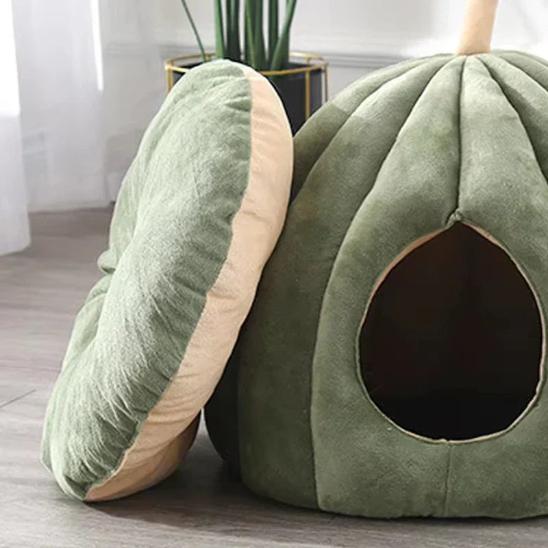 Skanto | CozyNest Gresskar Kattseng – Varm, Vaskbar & Komfortabel Katthule