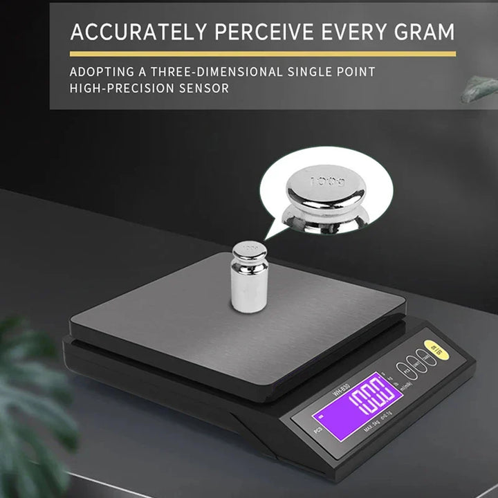 Skanto | 5 kg/0,1 g og 10 kg/1 g digital elektronisk kjøkkenvekt, LCD-skjerm, hel vanntett rustfritt stålværktøy for baking