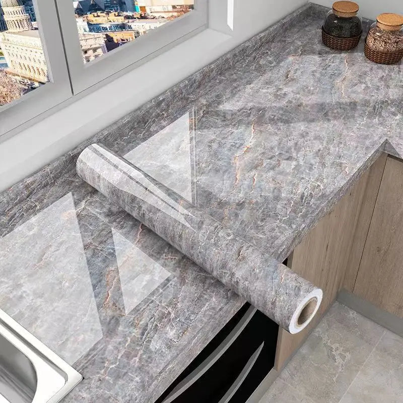 Skanto | Marmor Kjøkken Olje-proof Folie - Selvklebende vanntett Tapet for Komfyr, Benkeplate, Skap, Fliser Renovering