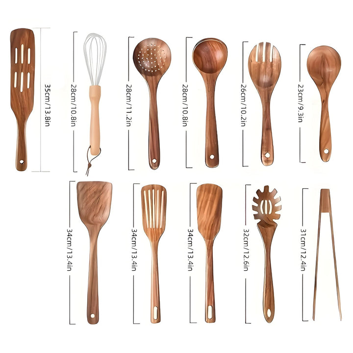 Skanto | 11 deler kjøkkenutensil sett av tre