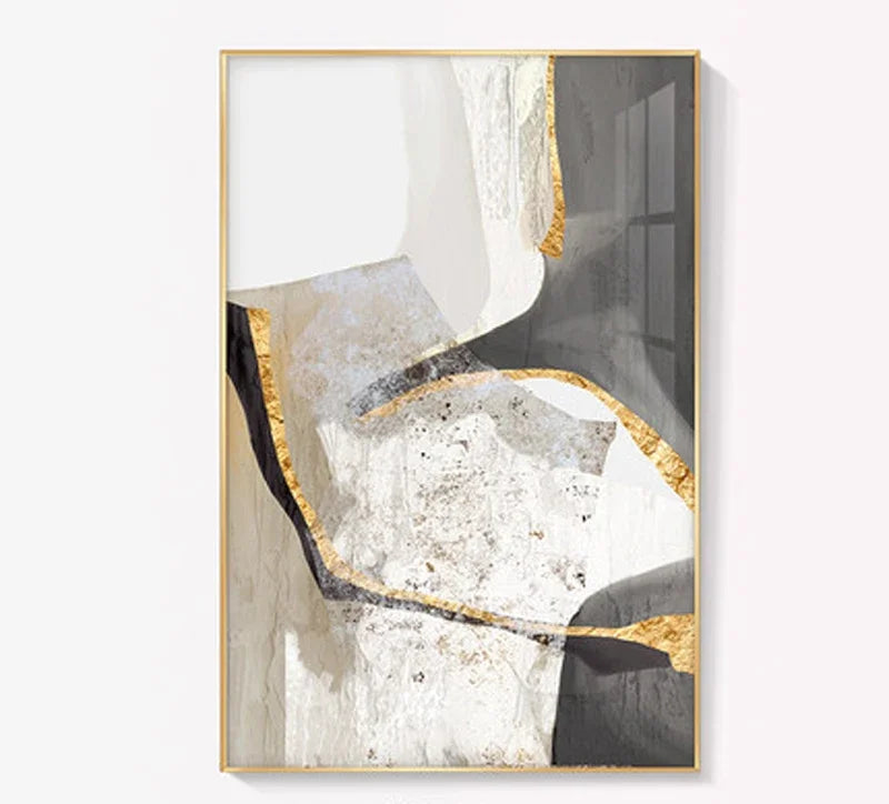 Nordisk Abstrakt Geomorfisk Nøytrale Farger Gylden Beige Grå Veggkunst Fine Art Lærrede Utskrifter Bilder For Moderne Leilighet Stue Dekor | Skanto