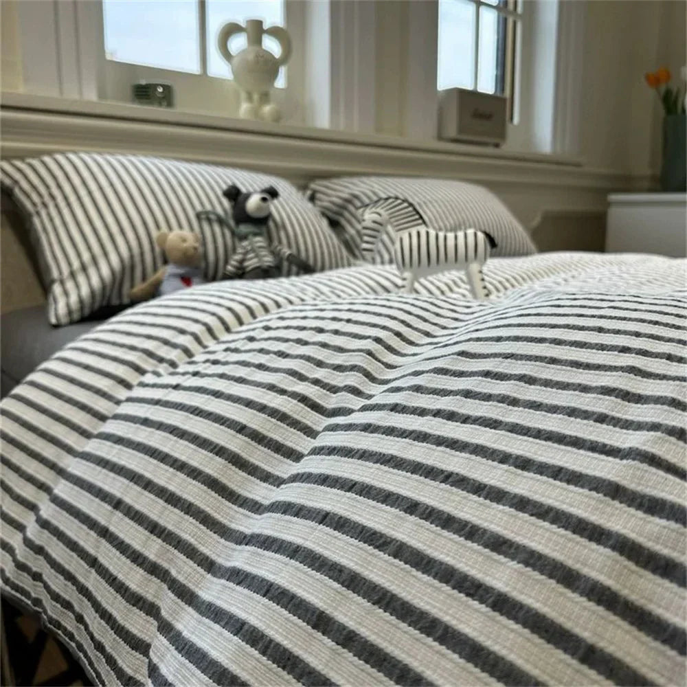 Skanto | Minimalistisk Stripete Sengetøy Sett