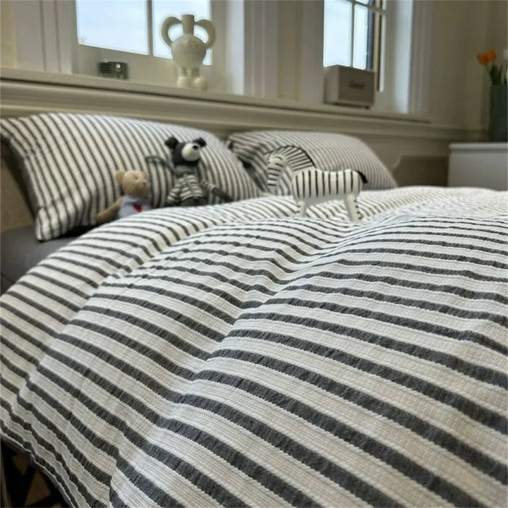 Skanto | Minimalistisk Stripete Sengetøy Sett