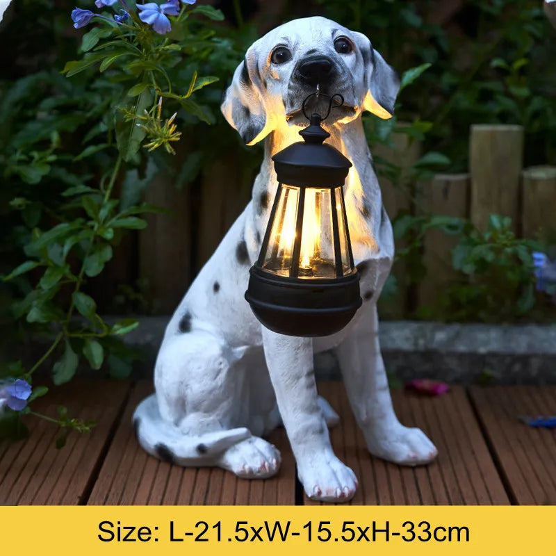 Solcel-drevet utendørs harpiks hundestatue lampe | Skanto