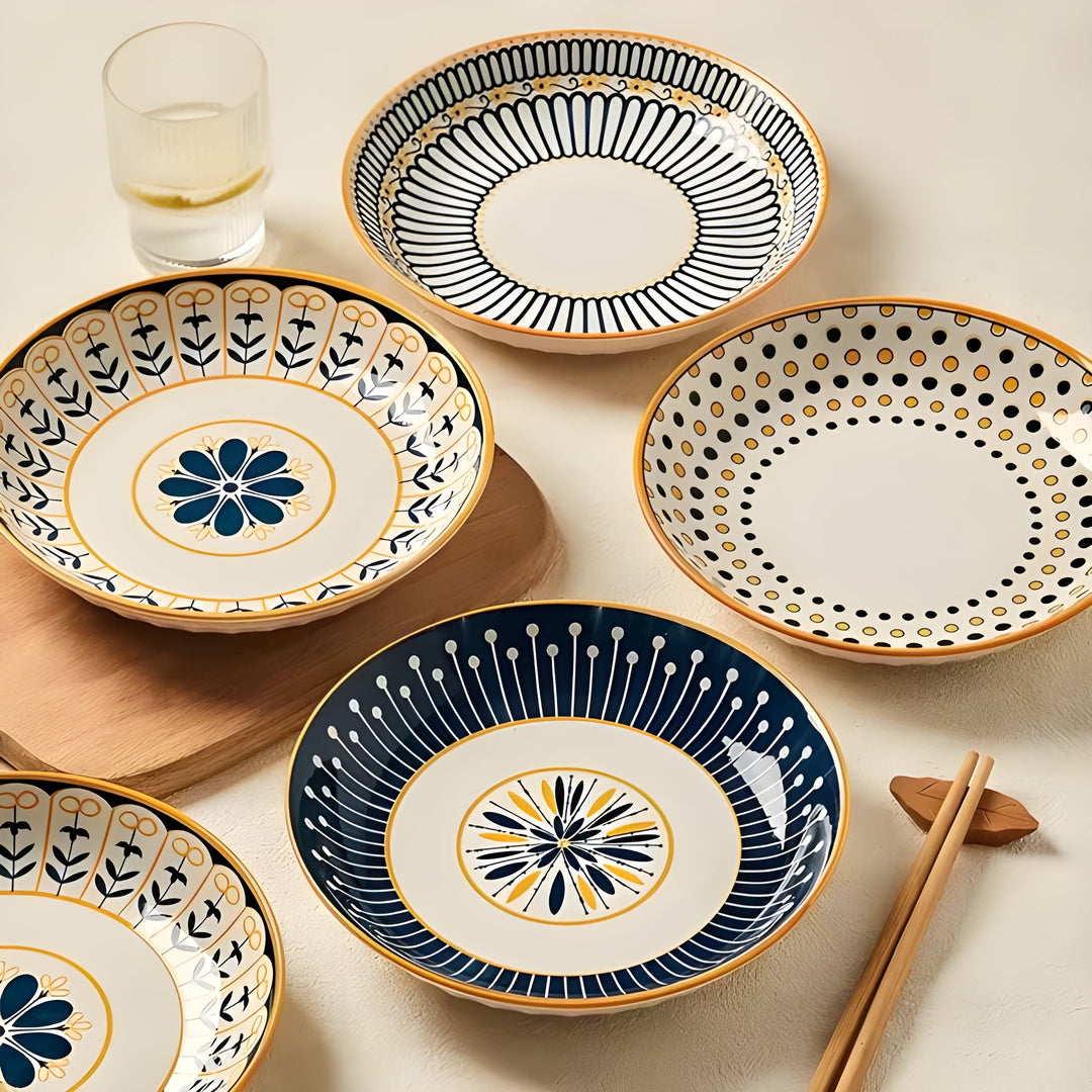 Porselen Tallerken Sett Håndmalt – Elegant og Dekorativ | Perfekt for Hverdag og Spesielle Anledninger | Skanto