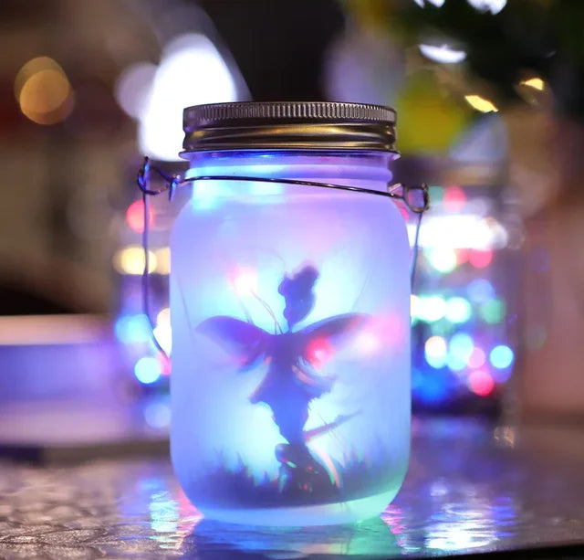 Skanto | Glass Fairy Lamp - Solar Mason Jar Lantern, IP65 Vanntett Utendørs Hengelykt