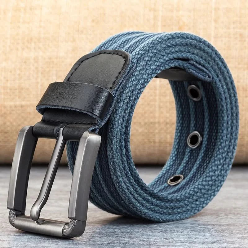 Skanto | Herre Canvas Belte – Justerbart Fritids Striped Livrem