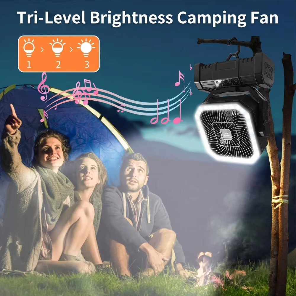 Skanto | Oppladbar campingvifte med 20000mAh batteri, 4 hastigheter og LED-lanterne