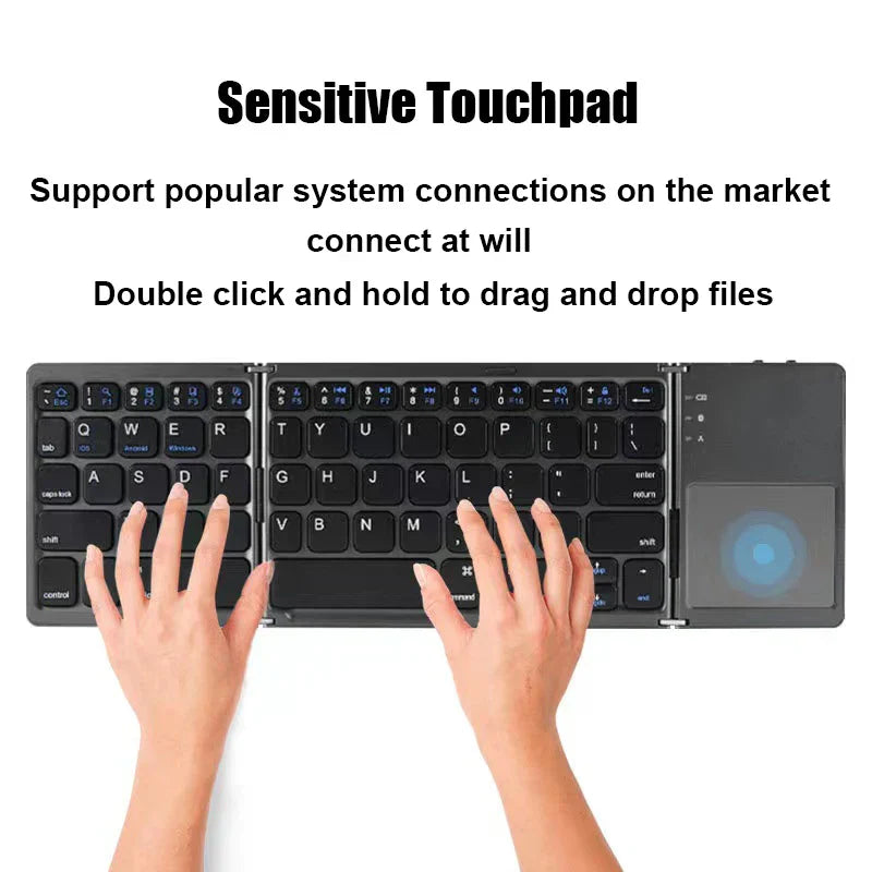 Trådløst sammenleggbart Bluetooth-tastatur med berøringspute – Kompakt, allsidig og ultrabærbar | Skanto