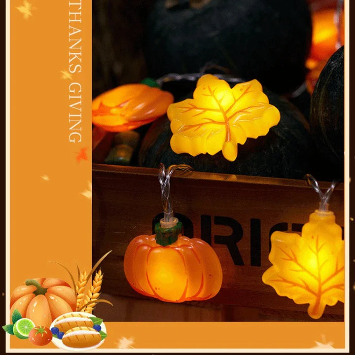 Skanto | GlowHarvest Halloween Lyskuler | LED Gresskar & Lønneblader | 1,5m / 3m | Varme Hvit