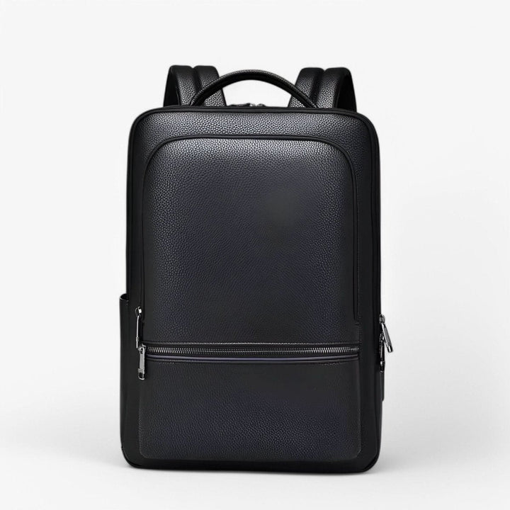Eleganter Lederrucksack for Damen og Herren med USB-anschluss for laptop og täglichen bruk, 15,6 Zoll, schwarz