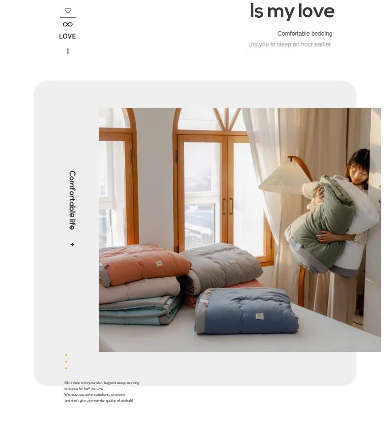 2024 Japansk bomull-polyester sommerdyne – Lett, vaskbar, hudvennlig ensfarget dyne | Skanto
