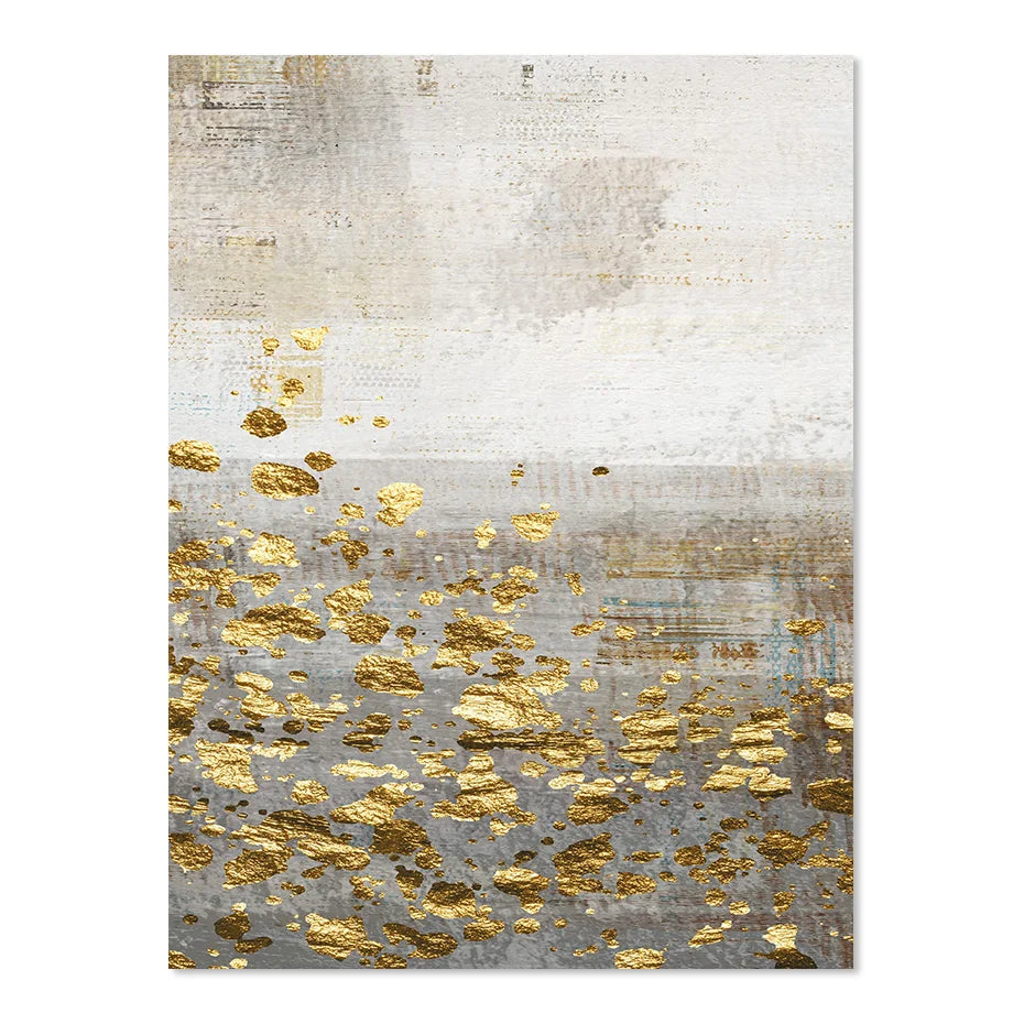 Beige Grå Gylden Prikkete Vintage Abstrakt Veggkunst Fine Art Lærredsutskrifter Samtidsbilder for Elegante Interiører | Skanto