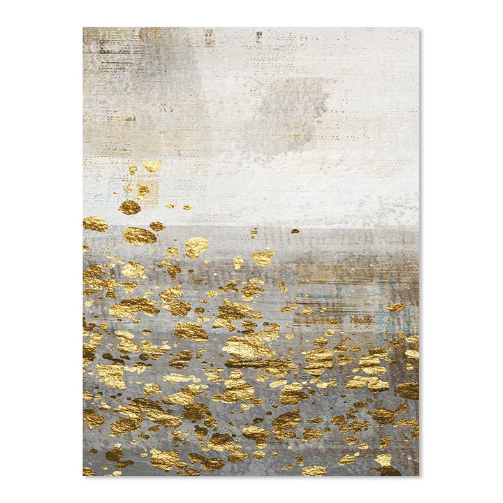 Beige Grå Gylden Prikkete Vintage Abstrakt Veggkunst Fine Art Lærredsutskrifter Samtidsbilder for Elegante Interiører | Skanto