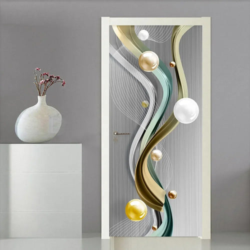 Moderne Abstrakt Perle Geometrisk Dørklistremerke Mural Avtakbar PVC Vinyl Peel N Stick Veggkunst Mural Klistremerke For Innendørs Dører Kreativ DIY Hjem Deko | Skanto