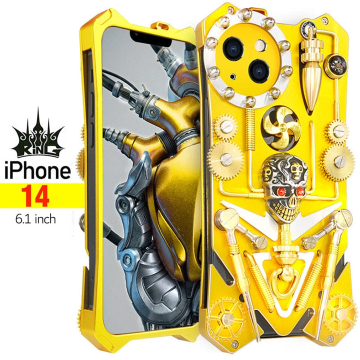 Skanto | Mekanisk Dødskalle Cyberpunk Stil iPhone Deksel