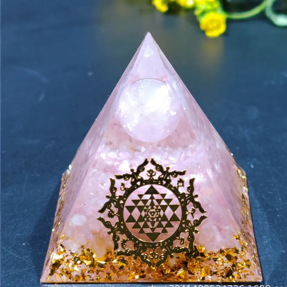 Skanto | Orgonitt-pyramide helbredelse krystaller energigenerator med ametyst pendel - Reiki chakra meditasjonsverktøy og romdekor