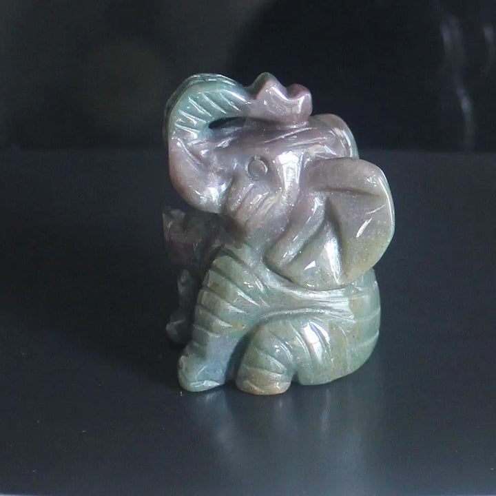 Skanto Blandede edelsten Krystall sittende Elefant Figur Dyreskulptur hjemmedekor 2''