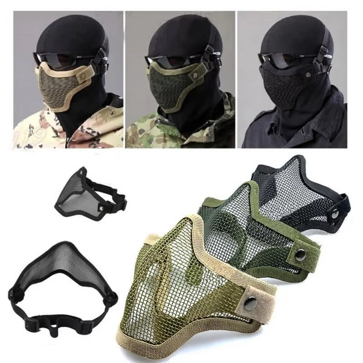 Skanto | Kamuflasje Taktisk Airsoft Stål Nett Halv Ansiktsmaske