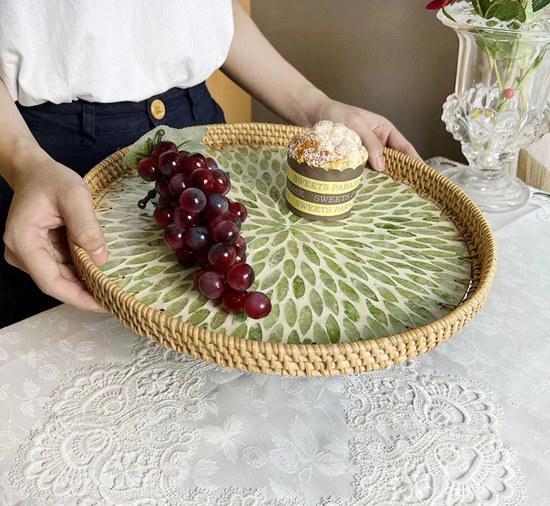 Skanto | Lotus Leaf Rattan & Shell Fruktbolle Brett
