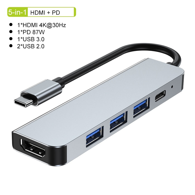 Skanto | Thunderbolt 3 USB-C Hub med HDMI, PD, SD/TF for MacBook Air M1 og iPad Pro