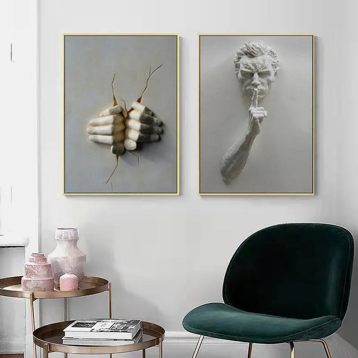 Moderne Urban Abstrakt Jern Statue Veggkunst Fine Art Lærredstrykk 3d Visualisering Figur Kunstbilder For Minimalistisk Leilighet Veggdekor | Skanto