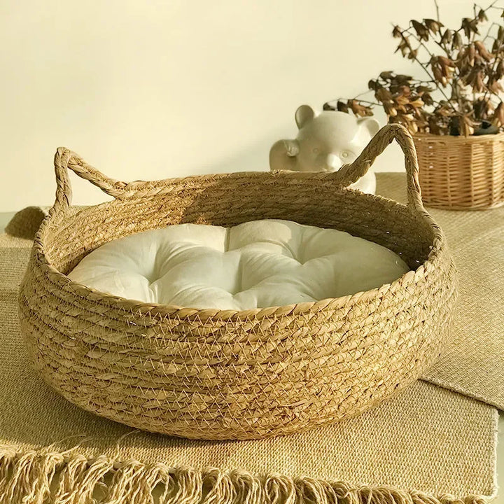 Rattan kattekurv håndlaget & vaskbar Skanto