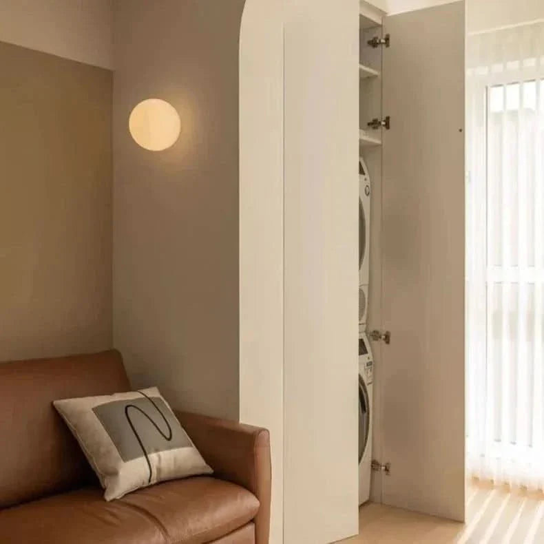 Skanto | Modern White Milk Glass Circular Wall Lamp