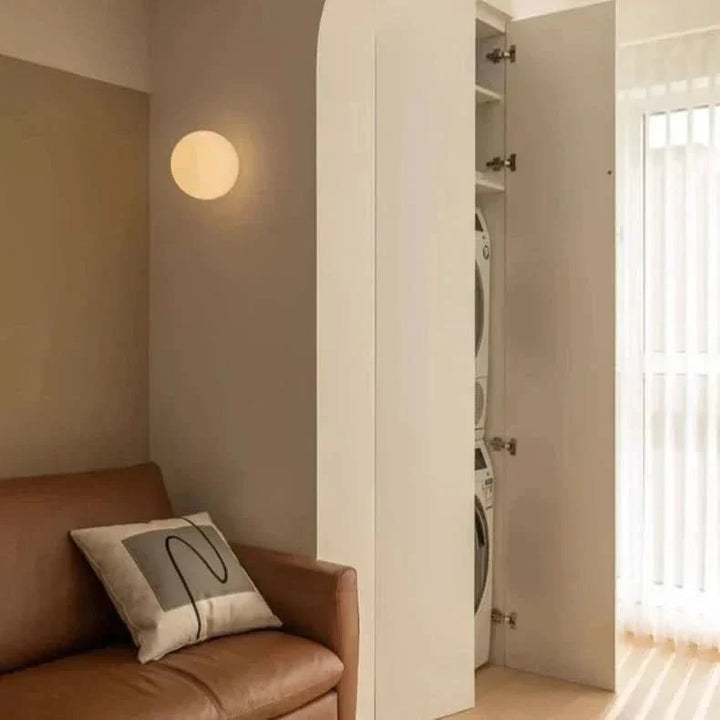 Skanto | Modern White Milk Glass Circular Wall Lamp