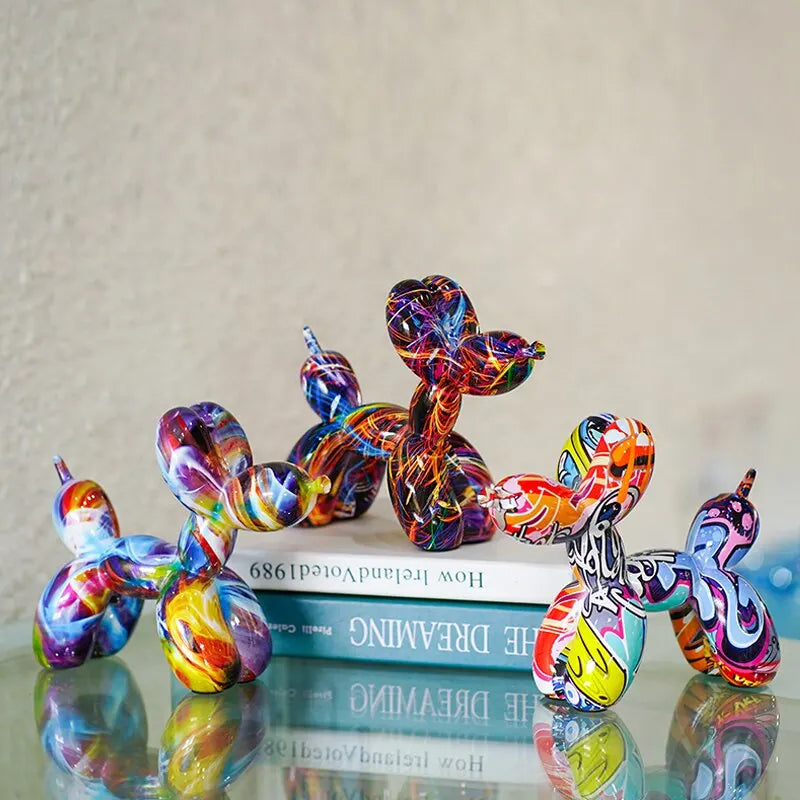 Fargerike Ballonghund Figurer Kunstneriske Graffiti Statuer for Stue Kaffe Bord Søte Trendy Smykker For Skrivebord Dekorasjon | Skanto
