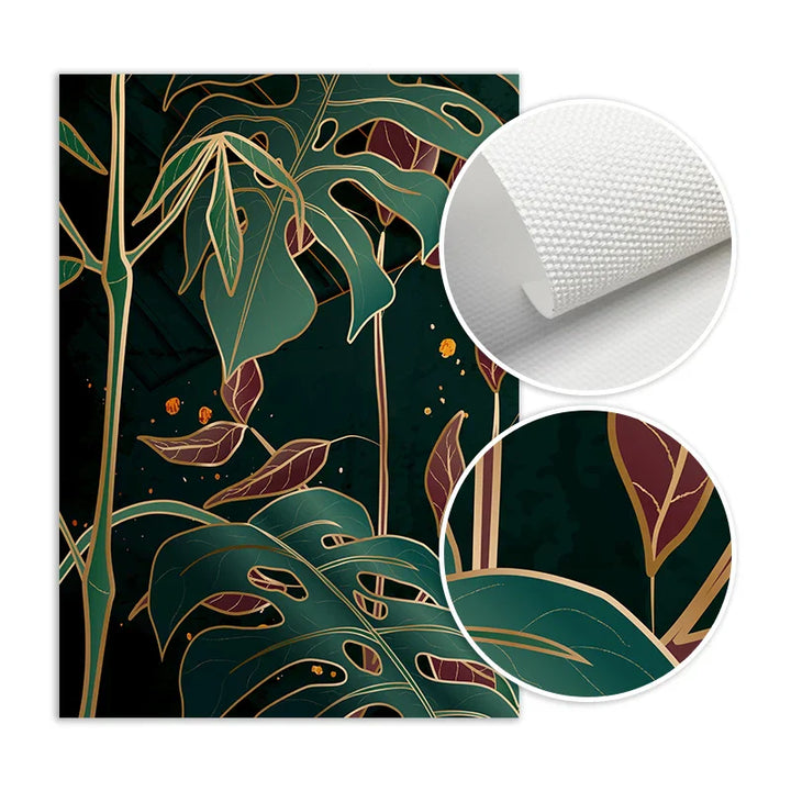 Moderne Abstrakt Tropisk Botanikk Veggkunst Fine Art Lærred Utskrifter Røde Grønne Palm Blader Plakater Bilder For Stue Hotell Rom Decor | Skanto