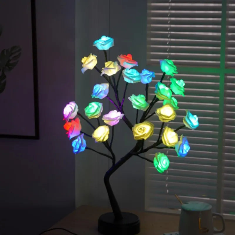 Skanto | RGB Rose Flower Tree Lights 24LED USB Batteri Bordlampe Fairy Natt Lys Hjem Fest Jul Bryllup Soveroms Dekorasjon Gave