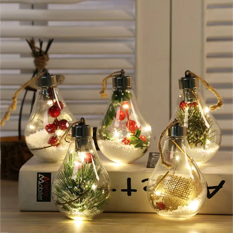 Skanto | Gjennomsiktig LED Julepynt – Lyskule Ornament i Bruddsikker PET-plast