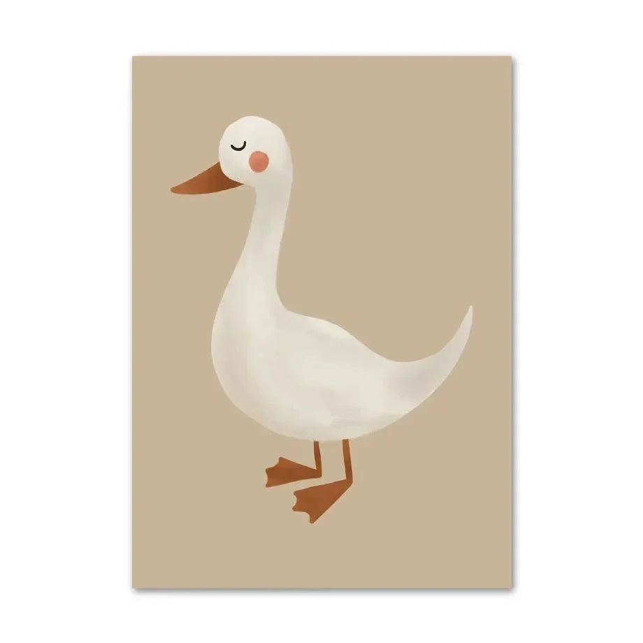 Søte Baby Dyr Barnerom Veggkunst Illustrasjoner Fine Art Lerretsutskrifter Gås Mus Løve Isbjørn Plakatbilder For Babys Rom Veggdekor | Skanto