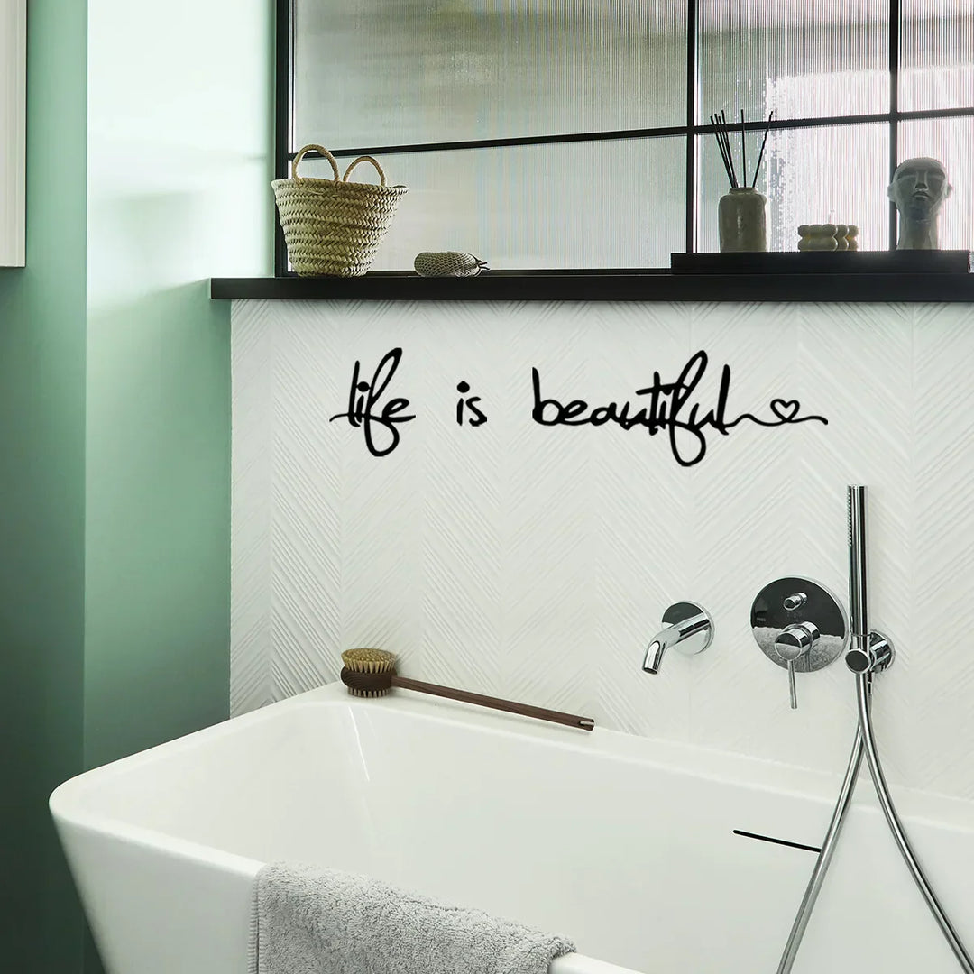Beautiful Life Inspirational Wall Sticker Avtagbar Peel and Stick Daglig Mantra Veggdekal Kreativ DIY Hjemmedekor For Stue Soverom Spisestue | Skanto