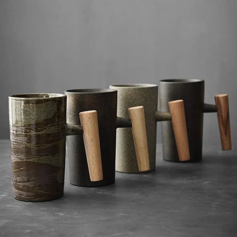 Skanto | Nordisk Design Krus – Minimalistisk Keramikkrus med Trehåndtak