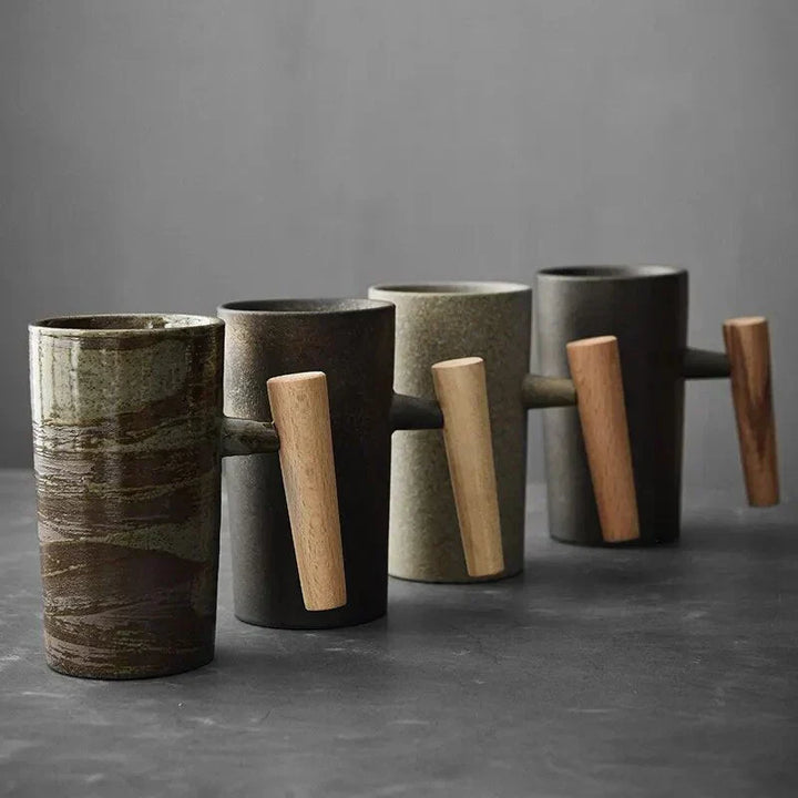 Skanto | ScandiSip Keramisk Kopp – Minimalistisk Skandinavisk Design med Trehåndtak