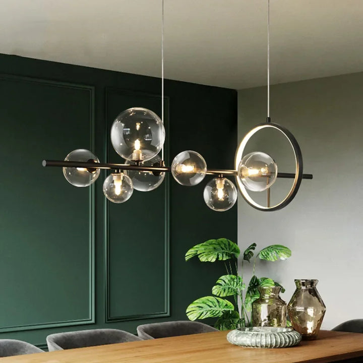 Skanto | Moderne kreativ metall krystallampe: 7/10 klare glassbobler, lang rund design med G9 lyskilde