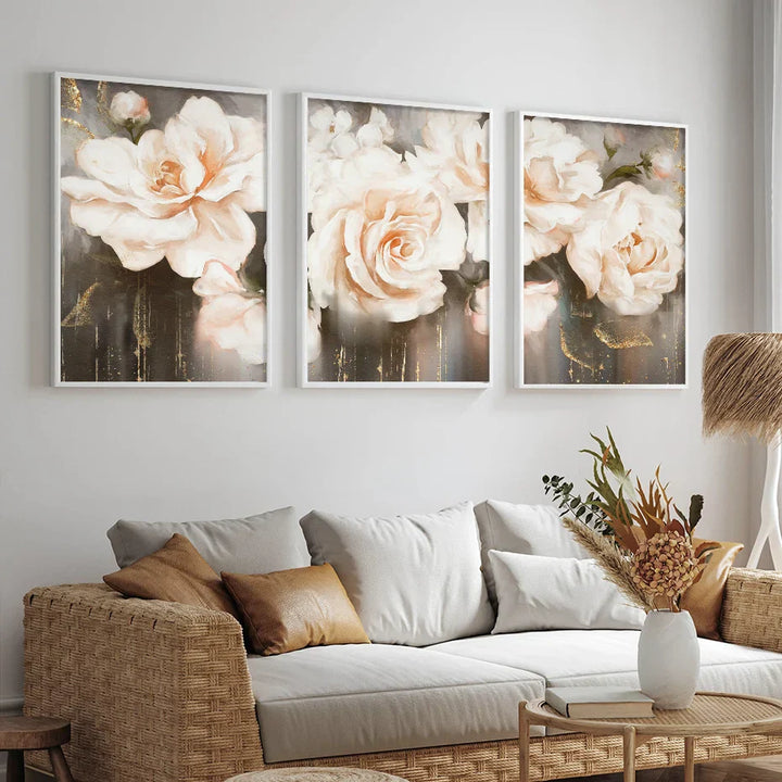 Rosa Beige Petaler Stor Floral Veggkunst Fine Art Lerretutskrifter Elegant Abstrakt Botanisk Bilde For Stue Soverom Kunst Dekor | Skanto