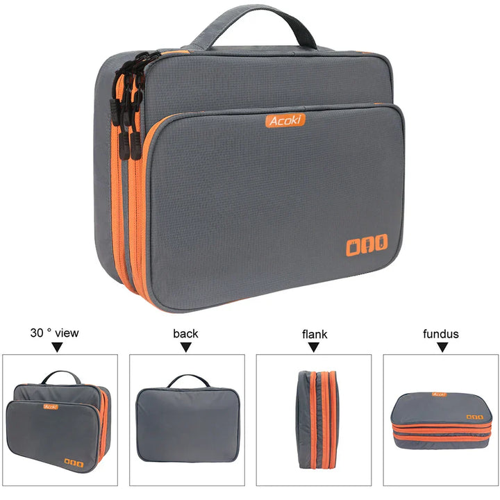 Skanto | Elektronik Organizer TECHNIVO LayerPro | 3-lags Kabelveske | Vanntett & Stort volum | For iPad, ladere & tilbehør