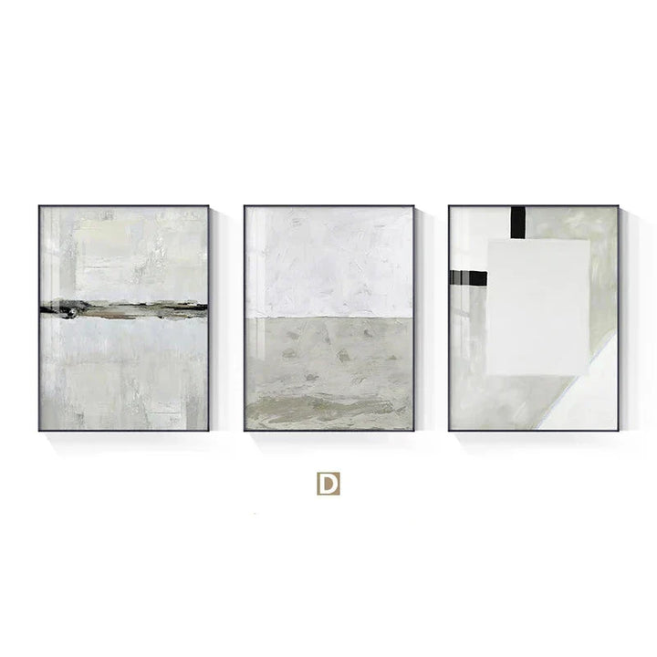 Minimalistisk beige-grå fargeblokk abstrakt veggkunst Fine Art lerretstrykk bilder for moderne leiligheter stue soverom moderne interiør | Skanto