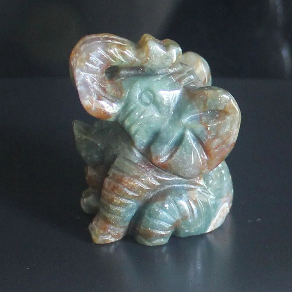 Skanto Blandede edelsten Krystall sittende Elefant Figur Dyreskulptur hjemmedekor 2''